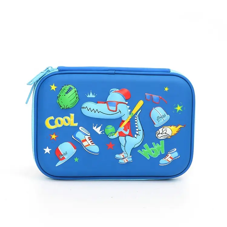 Heopono 3D Emboss Custom EVA Zipper Pen Pouch Box Printing Animal School Children Kids Boys Girls Pencil Case Children