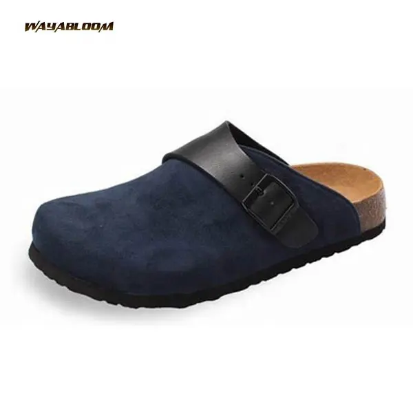OEM Fashion Comfortable Men Indoor Soft Pu Wooden Clogs Shoes
