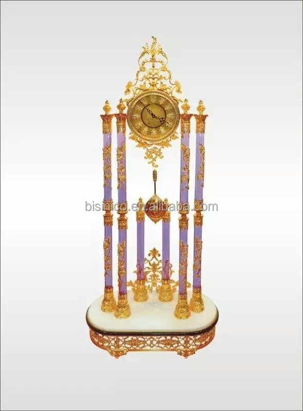 Antique 24K Gold Plated Floor Clock,Grandfather Clock, Elegant Design Floor Standing Clock, Made of Copper&Marble