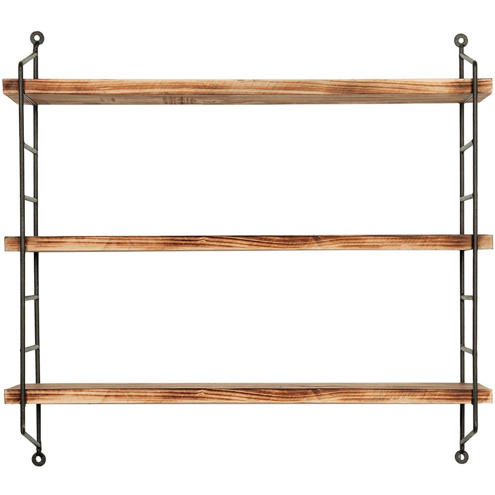 Modern 3-tier wall wood shelf adjustable height wall display rack