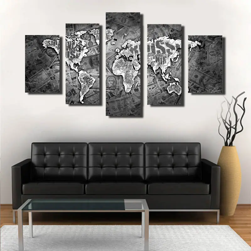 Abstract Art Wall Painting Canvas Paintings Unframed Abstract Printed Painting Of World Map For Wall Art Decoration