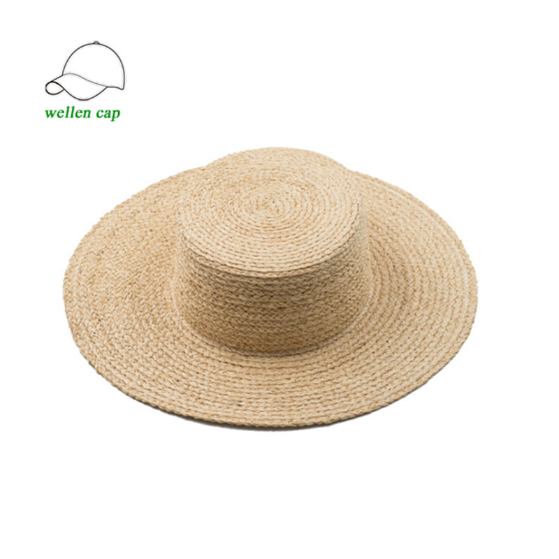 Summer simple natural raffia boater personalized custom straw hat