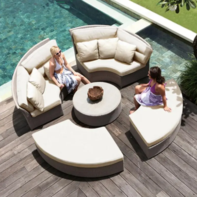 Luxury round rattan large garden 8 seater sofa set wicker outdoor furniture