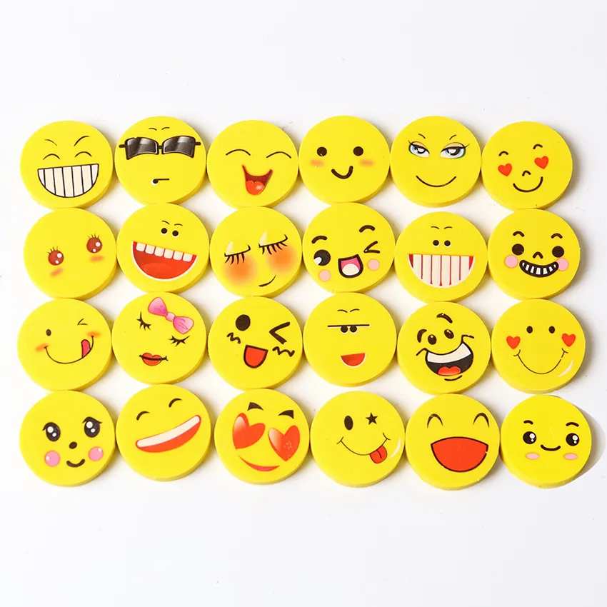New Lovely Funny Smile Face Eraser Novelty Erasers for Kids Kawaii Rubber Eraser Small Size Kids Gifts