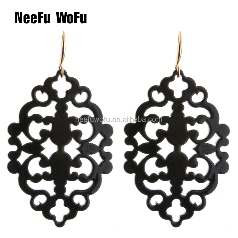 NeeFu WoFu New Drop Earrings Resin Hollow Out Charm Big Ear For Woman Large Easter Brinco Oorbellen Jewelry Wholesale