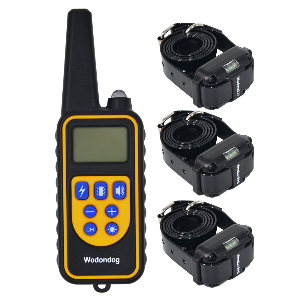 Wodondog L880-3 три ошейники тип водонепроницаемый и Перезаряжаемый электронный обучающий собачий ошейник