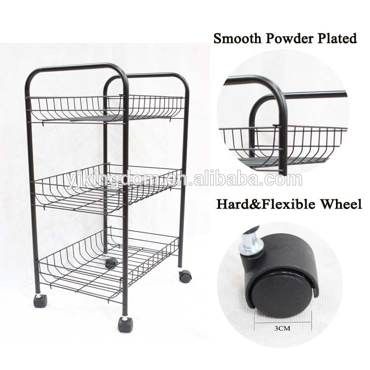 549-24 3-tier rolling metal tube utility kitchen cart storage shelves with removable wheels