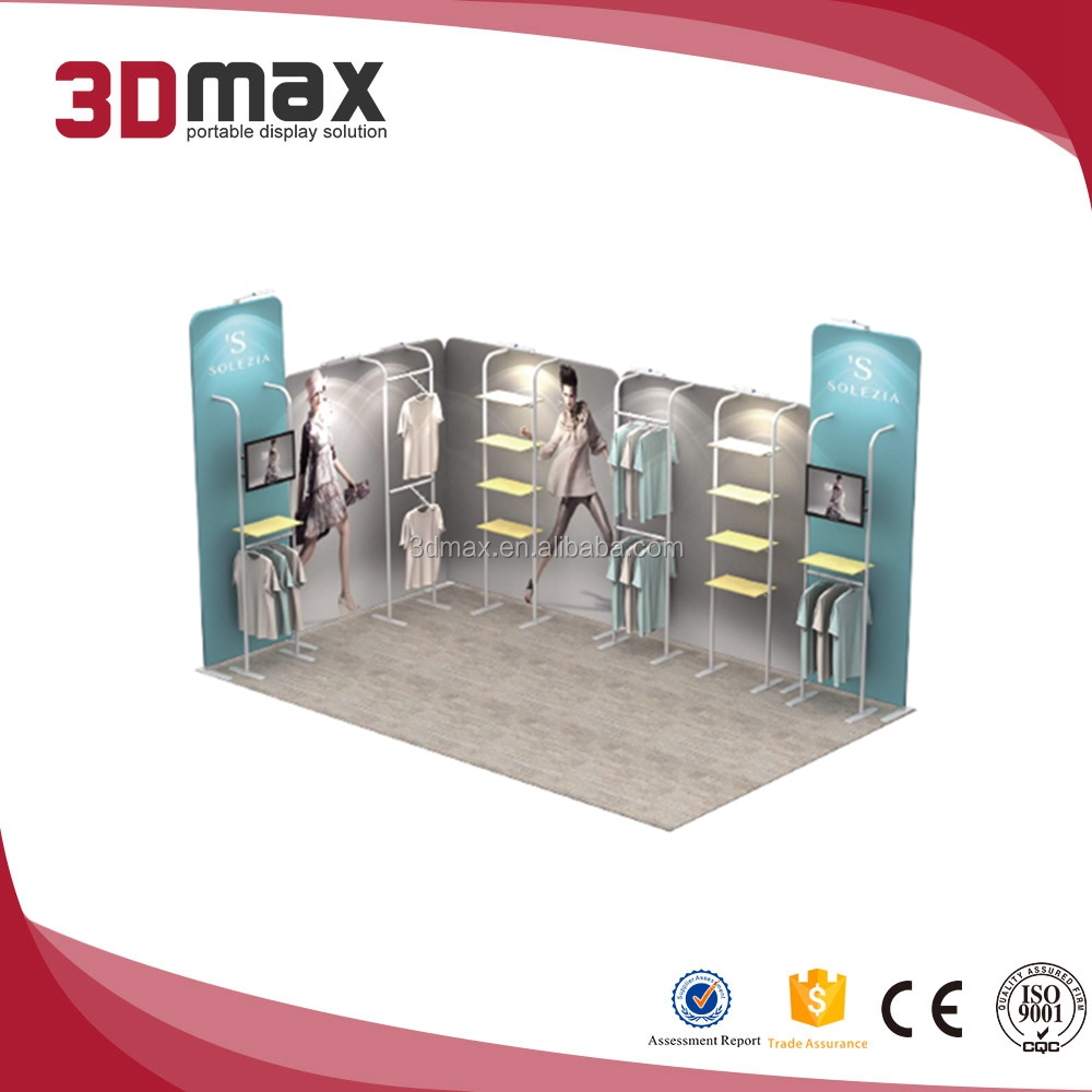 3x3m potable display rack fashion curved custom trade show booth design