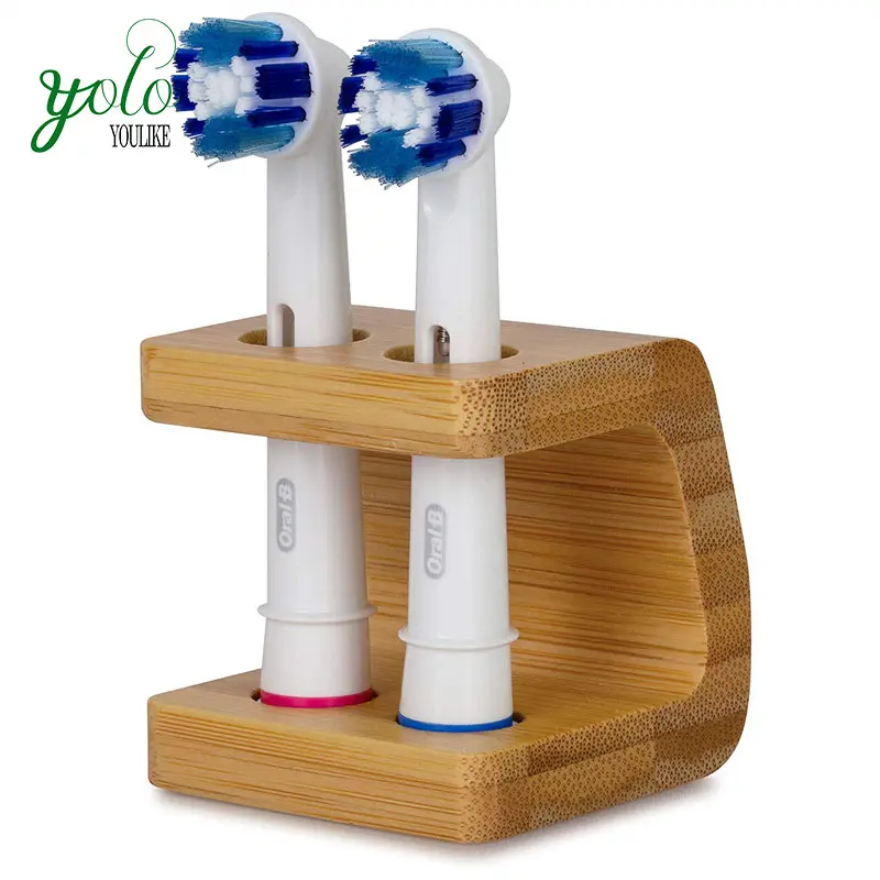 Eco-Friendly Bamboo wood electric Toothbrush Holder for 2 brush heads