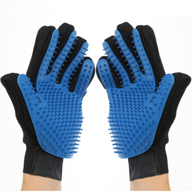 Magic Blue цвет кремния Deshedding кошка кисть из конского волоса для снятия меха гребень собака Ванна сообщения уход за домашними животными перчатки