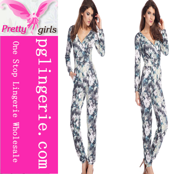 Women Dressy Sexy Playsuits Elegant Wide Legged Backless Latticed Floral Jumpsuits