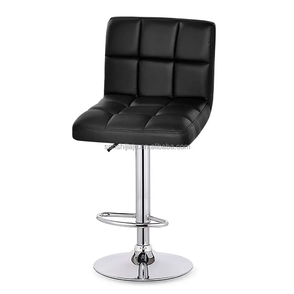 Поворотный обитый черной восстановленной кожей с барный Регулируемый гидравлический стул барный стул