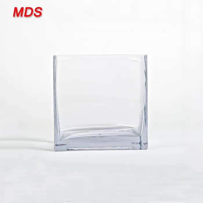 Popular Wholesale Square Clear Glass Tank Vase For Flowers