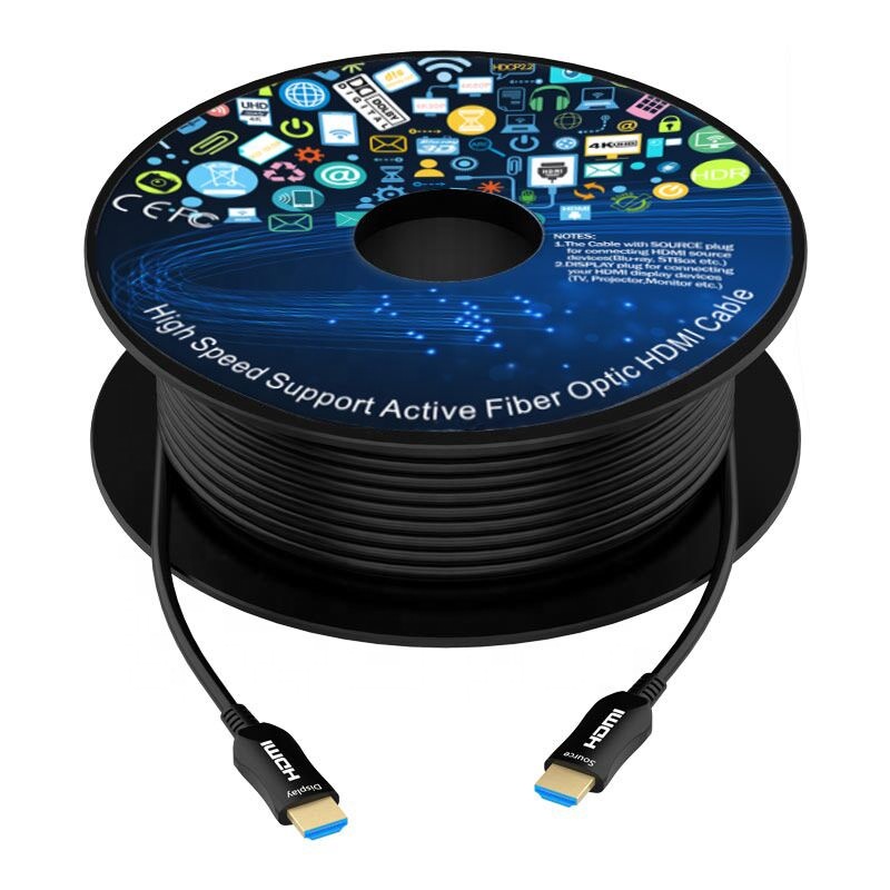 Gold plated metal case 1.5m-300m HDCP 4K 3D HDR Active Optical Fiber HDMI cable