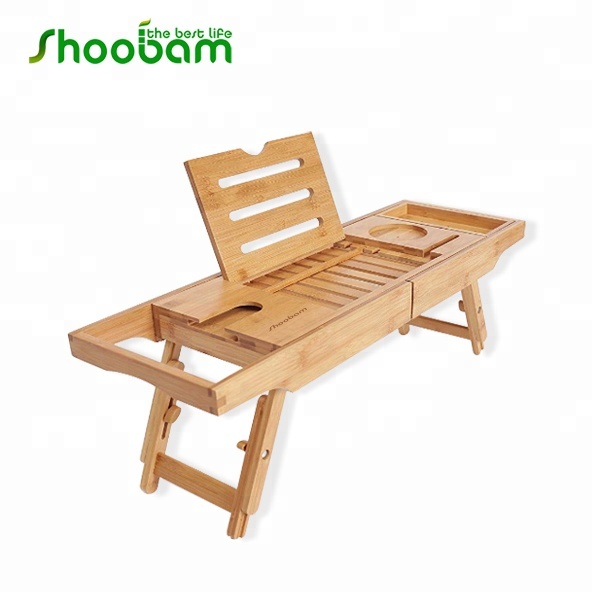 Бамбуковая Ванна Caddy Tray & столик для ноутбука 2 в 1 инновационный дизайн