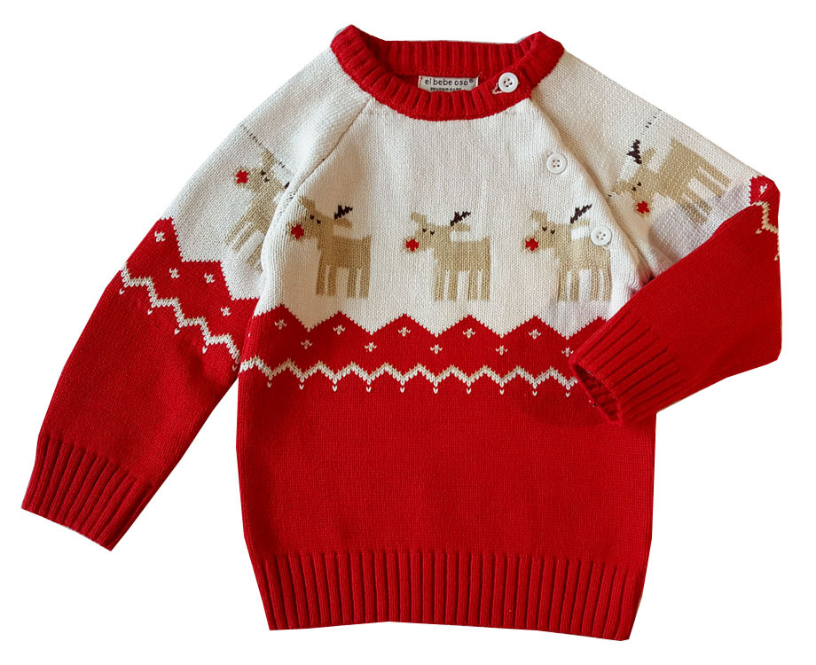 BS818 Ulrich 100% cotton knitted cute custom baby kids christmas sweater