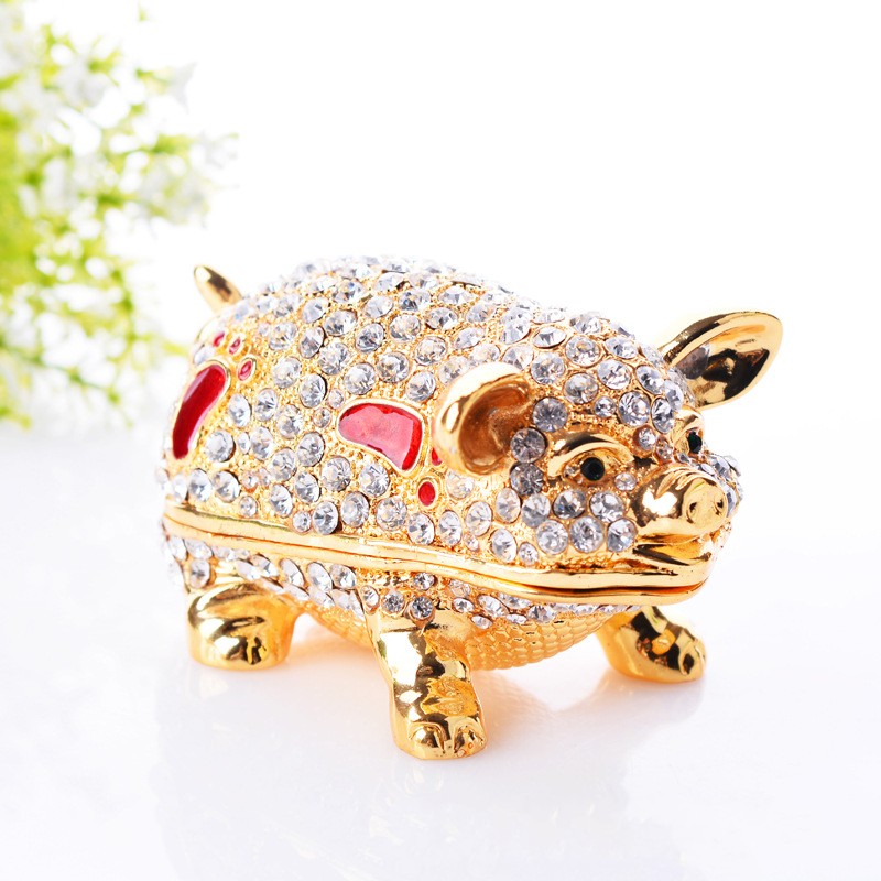 2019 металл, стразы, эмаль, Bejeweled pig craft для китайского Нового года