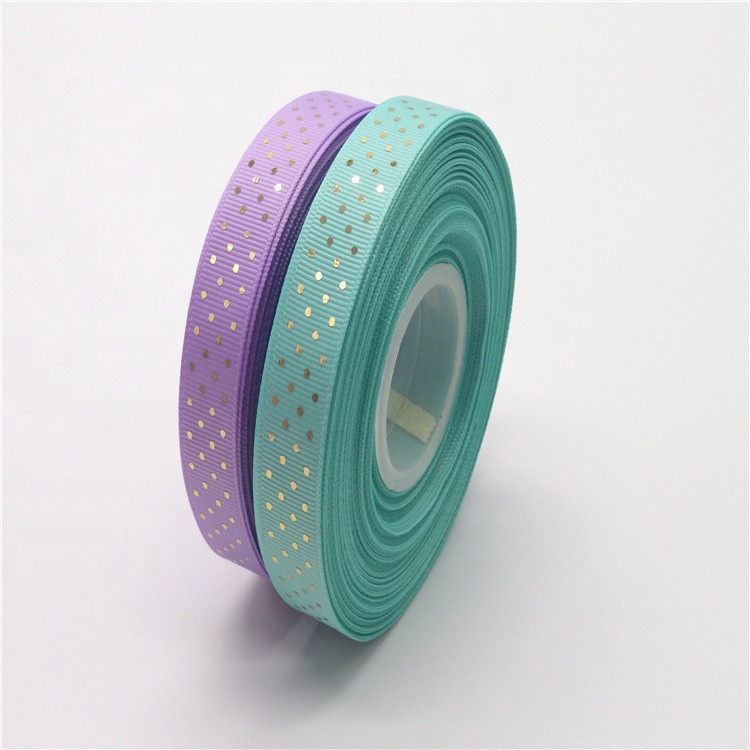 Весенняя серия dots pattern Золотая фольга печатная grosgrain лента в наличии