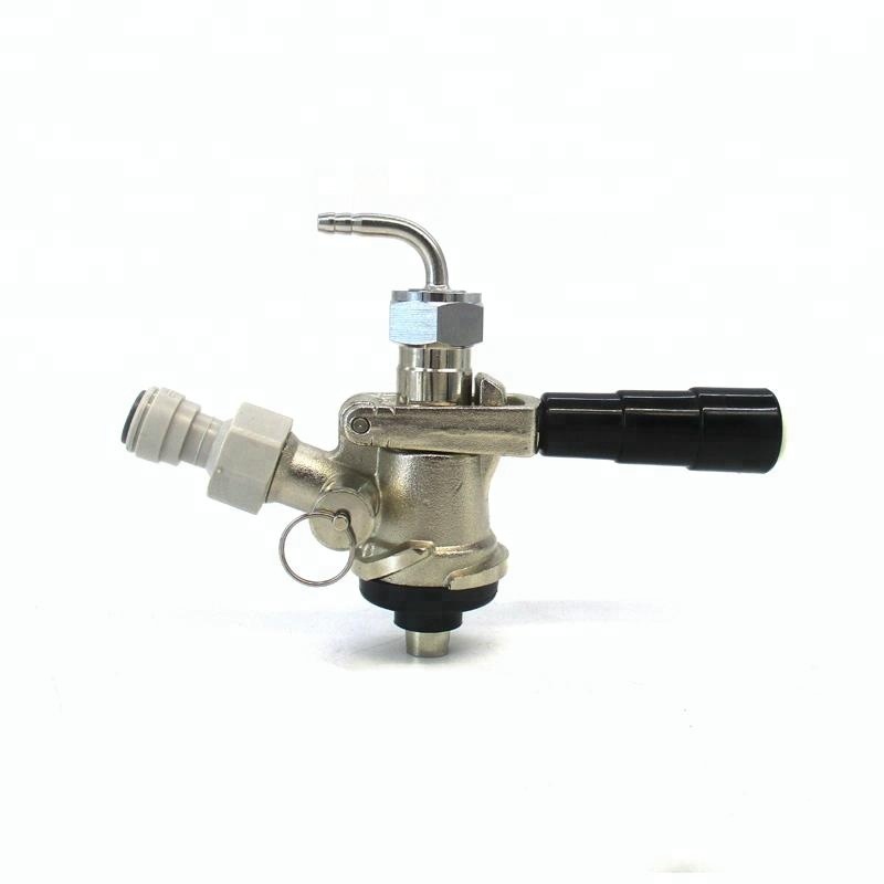 Brass nickel plated D System keg tap coupler in homebrew accessories