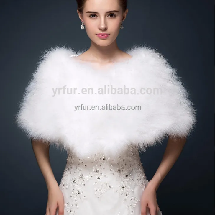 YR724 OEM Factory Real Turkey Feather Cape For Bridal