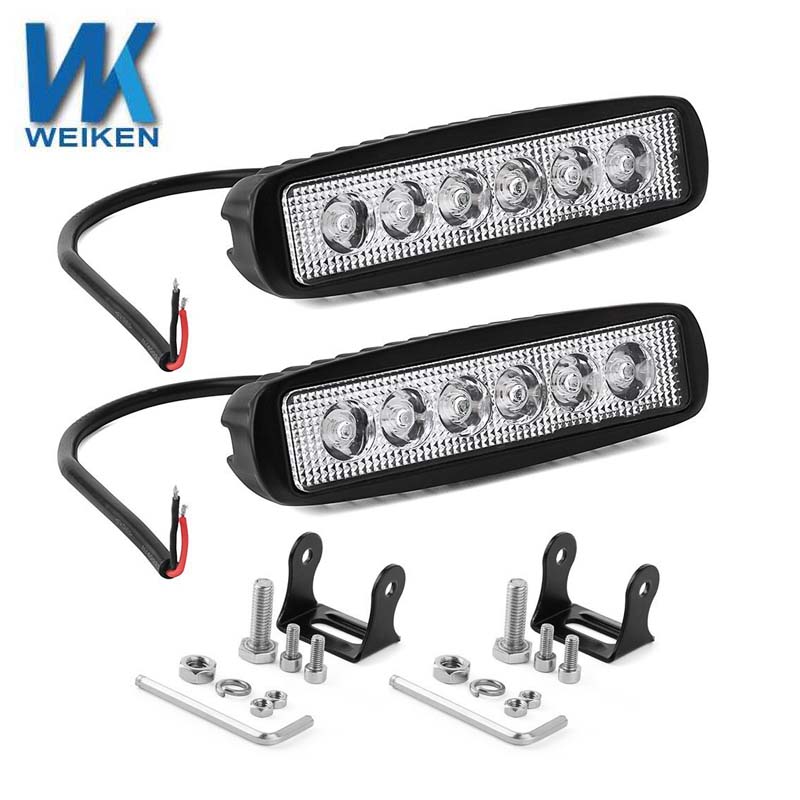 WEIKEN dual color white/ Blue 6.2 inch flood beam off road led light bar 18W /working light 12V/24V for trucks boats