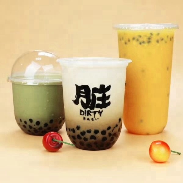 U-образная пластиковая чашка boba с круглым дном из ПЭТ