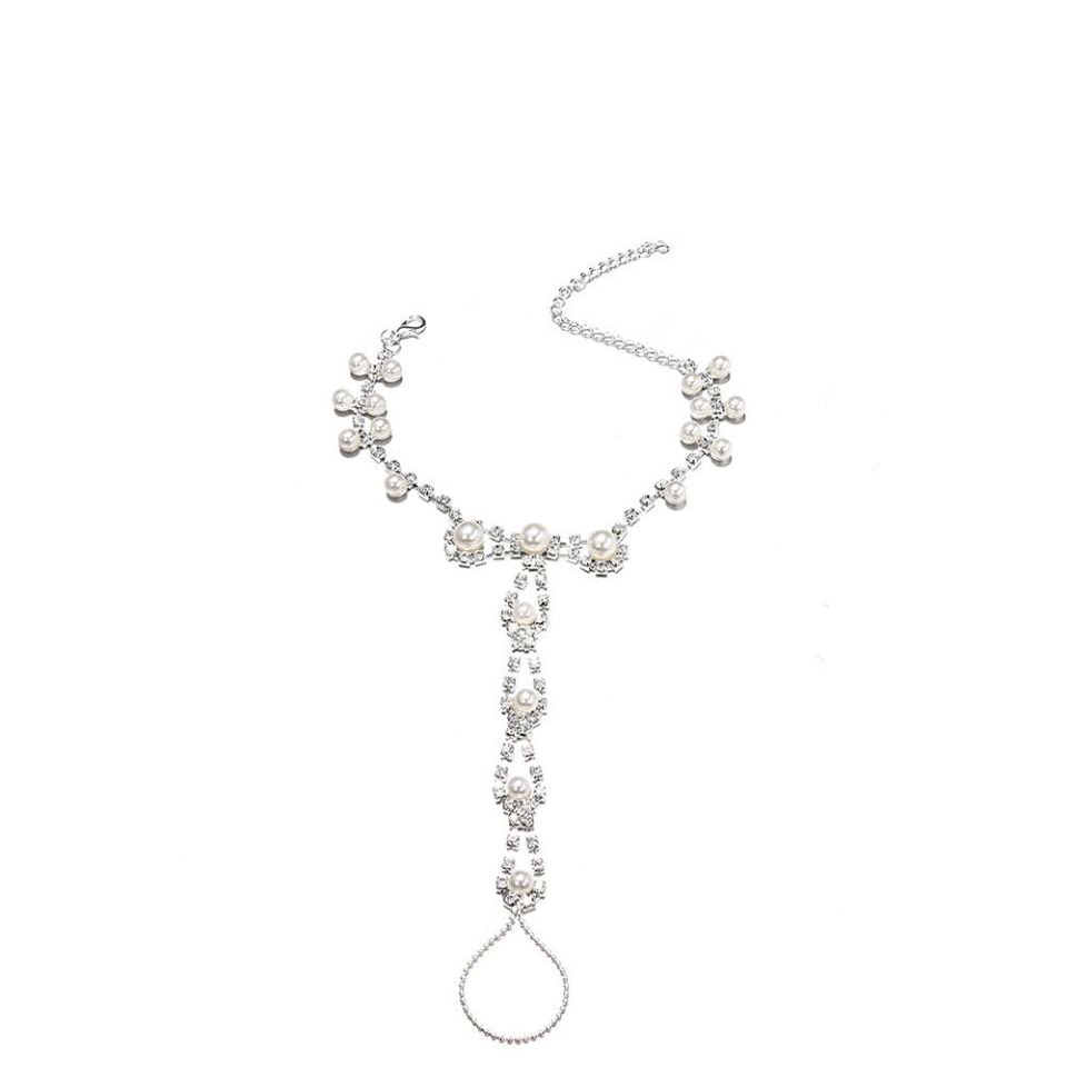 Модные летние аксессуары ювелирные изделия жемчуг Кристалл Rhinestone бисера ножной браслет с носком кольцо