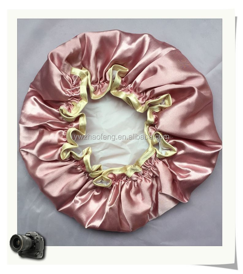 Двухслойная однотонная шапочка для душа Yiwu factory, атласная Регулируемая Шапочка для душа
