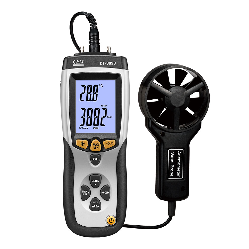 CEM DT-8893 CMM/CFM Air Temperature Digital USB Wind Anemometer Data Logger