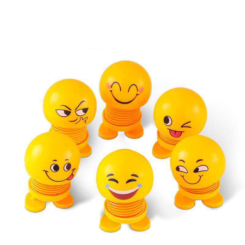 Manufacturers wholesale smiling face spring doll emoticons shake head doll car accessories display cute creative small display