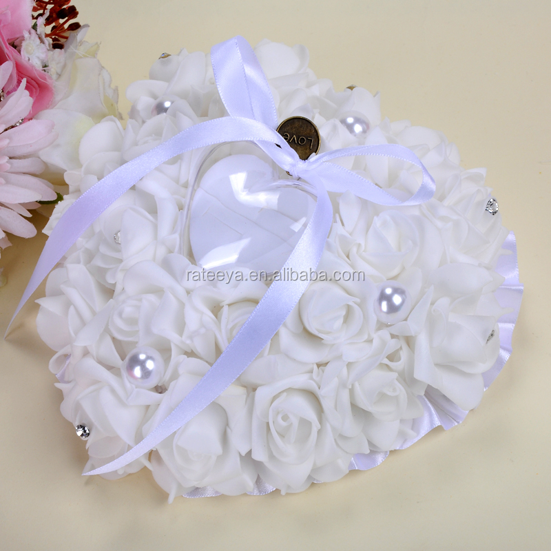 ring Cushion wedding hot selling ring pillow with heart shape of rose package box