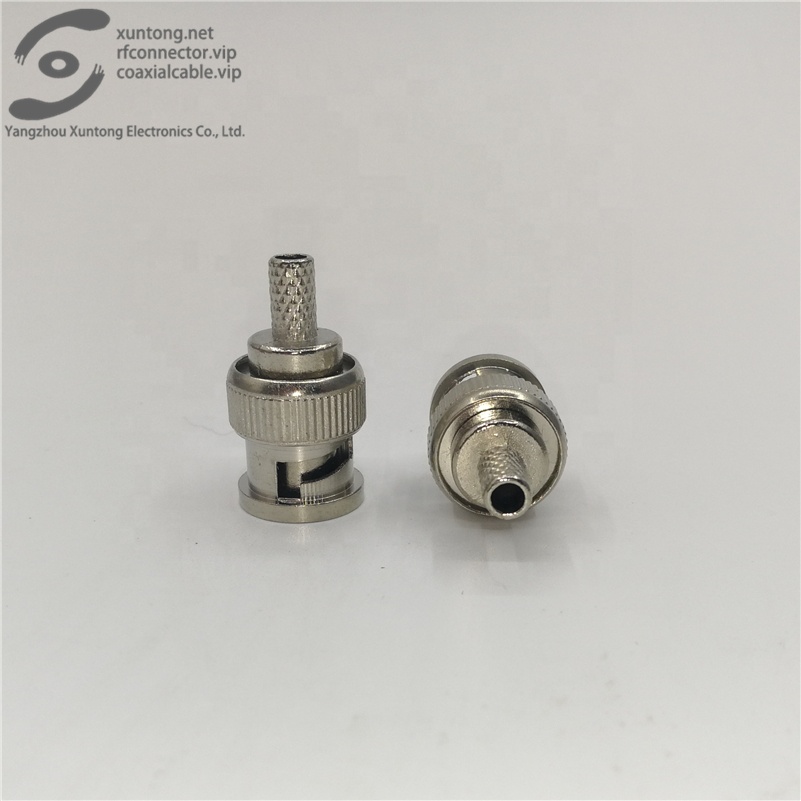 50 Ом никелированный RG58 RG59 RG6 BNC Штекерный обжимной соединитель RF коаксиальный адаптер (латунь)