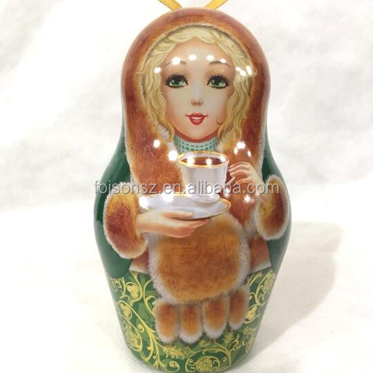 world famous Russian doll shape tin box for tea packing OEM