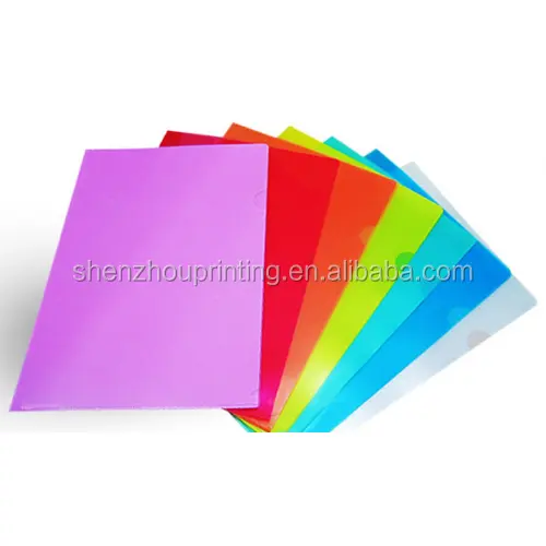 High quality factory custom printing colorful transparent plastic document clear L shape file sleeve