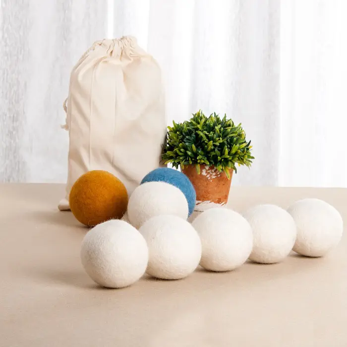 6pcs pack cotton bag 100% pure Eco natural felt Laundry organic Wool dry balls