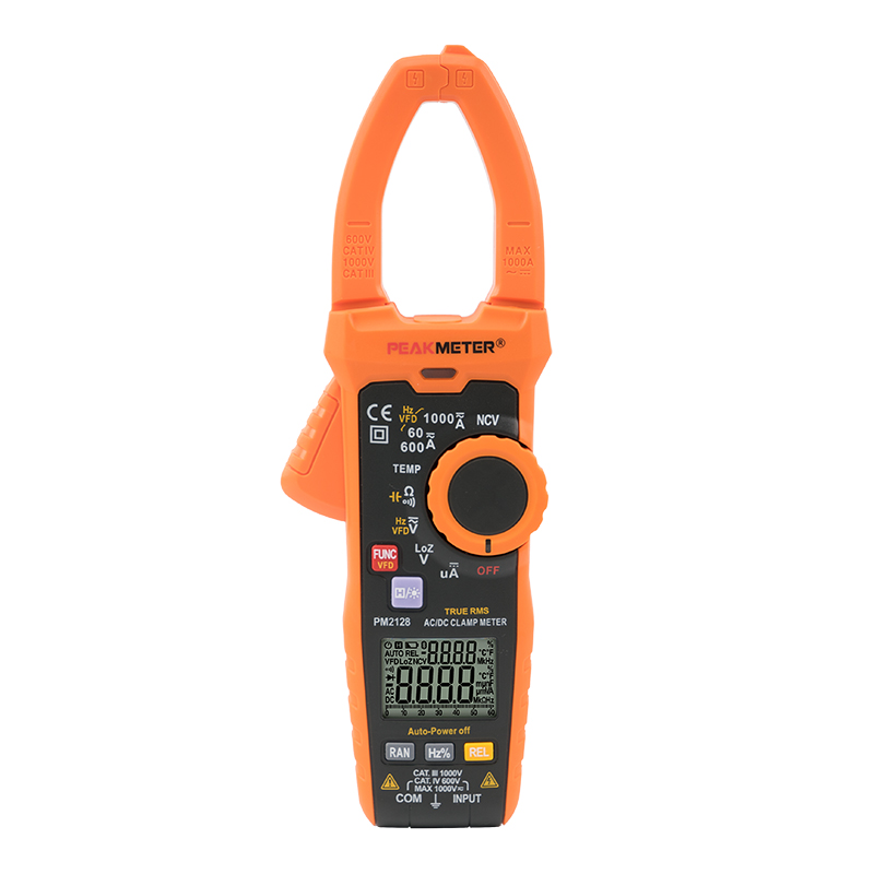 Dual Display 6000 Counts Smart AC Digital Clamp Meter 1000A with Capacitance 6KuF VFD Peakmeter PM2128