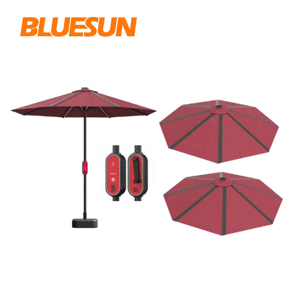 Bluesun открытый солнечный Мощность зонтик свет солнечный пляж зонтик с USB зарядное устройство