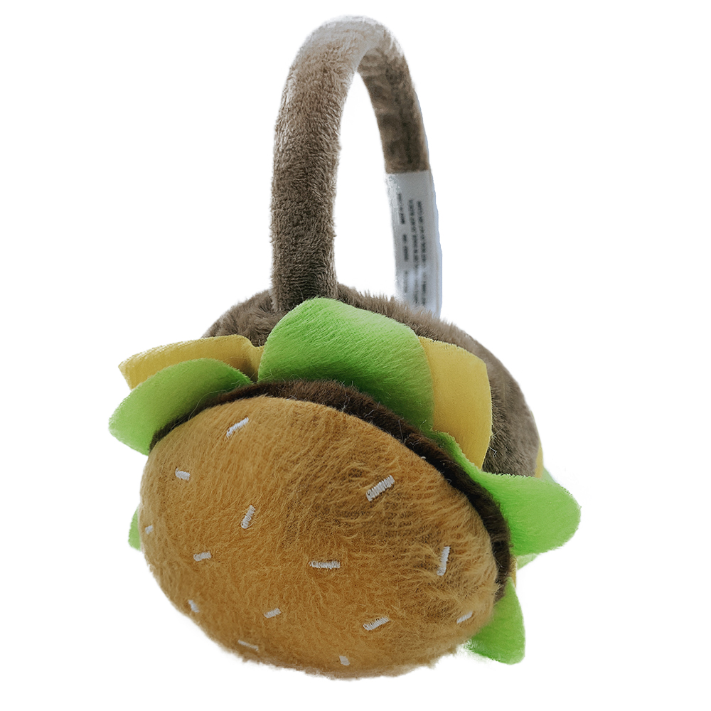 Windproof and warm personality, full of orange food, double-sided cute hamburger adjustable earmuffs