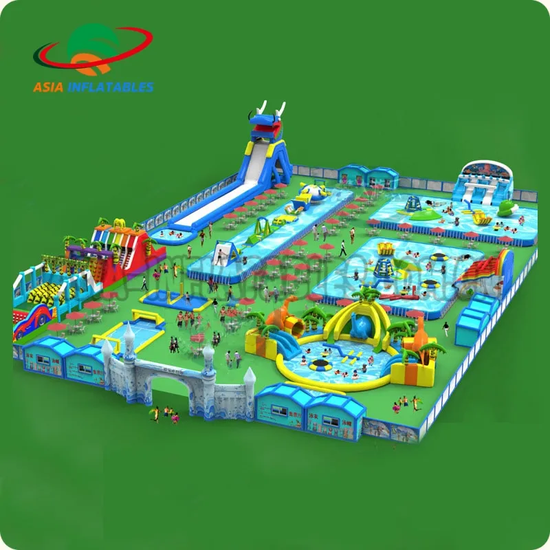 Outdoor commercial inflatable waterpark children inflatable pool with slide