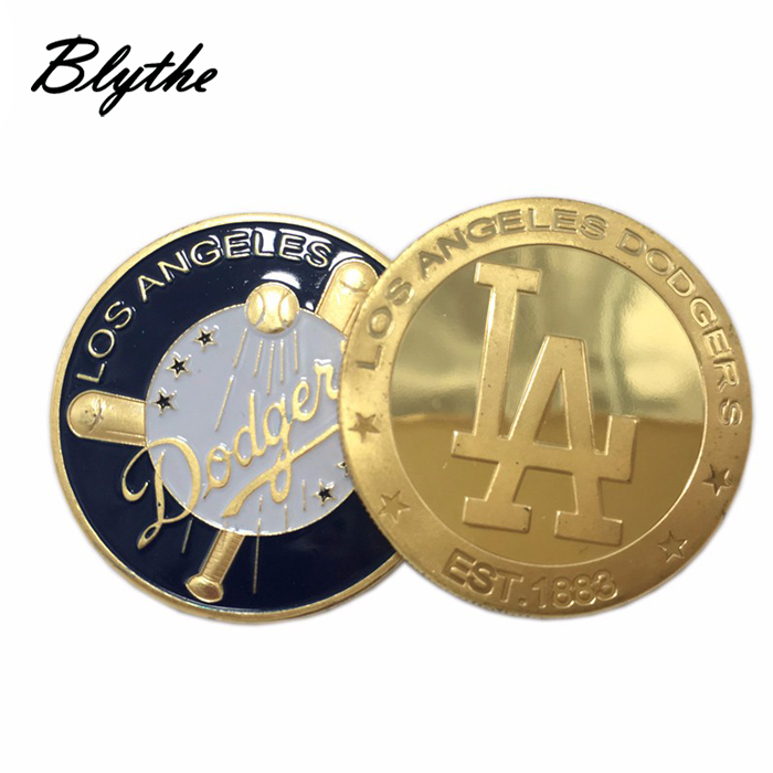 24k позолоченные сувенирные монеты Лос-Анджелес Dodgers, Индивидуальные монеты, нециркулированные металлические Футбольные монеты на заказ
