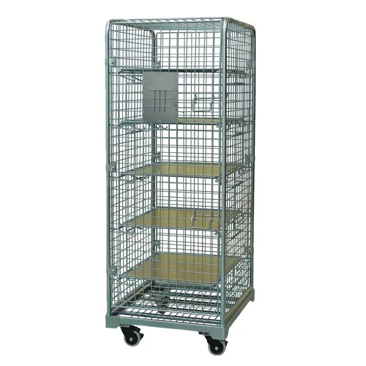 Warehouse transport demountable galvanized wire mesh roll container  rolling trolley  hand carts