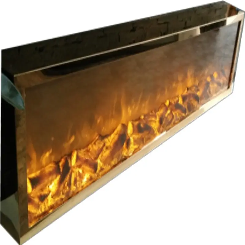2000mm golden color decorative embedded electric fireplace