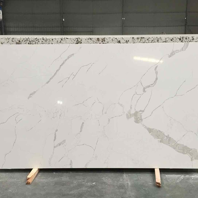 Comfortable new design honed hexagon mosaic white calacatta quartz countertop