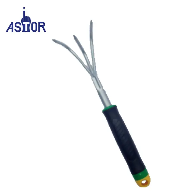 Mini Garden Tool Hand 3 Prong Cultivator with 3 Color Plastic Handle