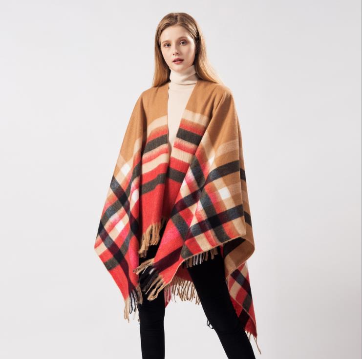 Oversized Long Tassel Cape Wrap Women Open Front Elegant Poncho Shawl Cardigan
