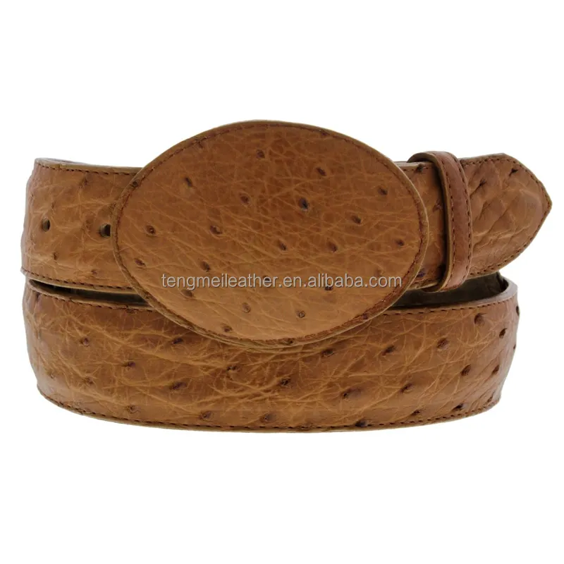 Brown Genuine Ostrich Skin Leather Belt Exotic Western Leather Cowboy