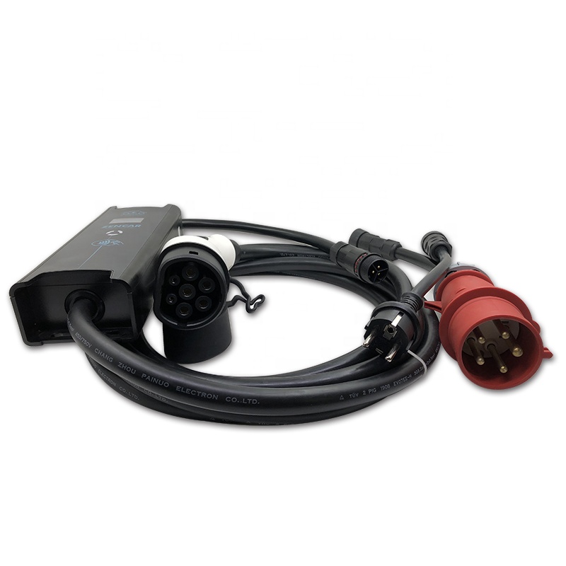 16A 32A portable ev charger with adapter to multiple plugs