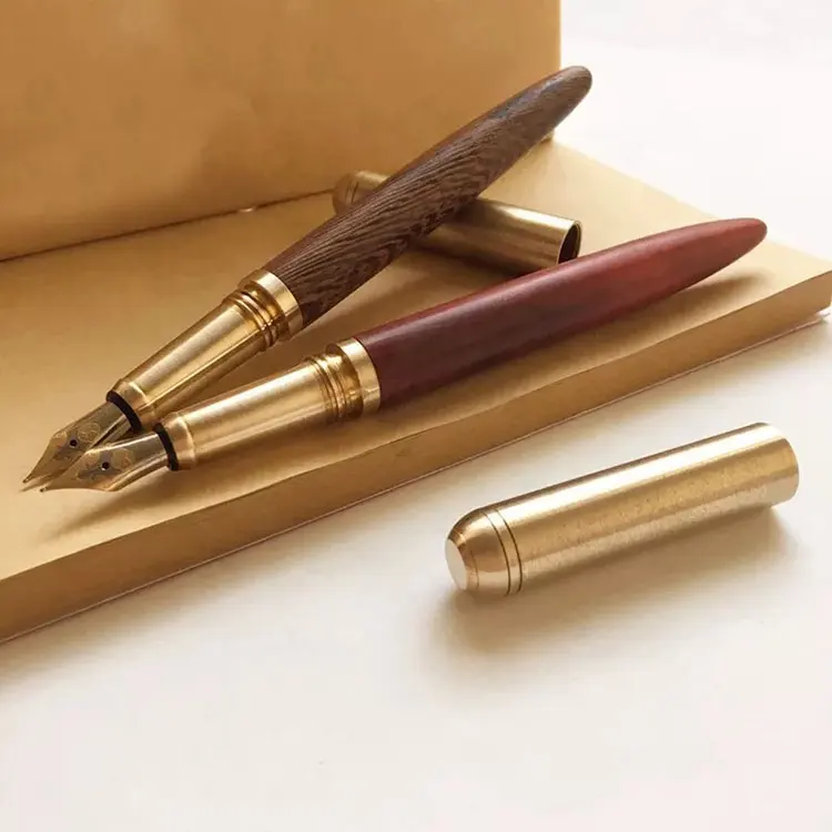 high quality china luxury brass wood calligraphy fountain pen