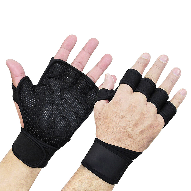 Black Cowhide Custom Logo Fitness Gloves Wholesale Weight Lifting Heavy Duty Training Gym Gloves
