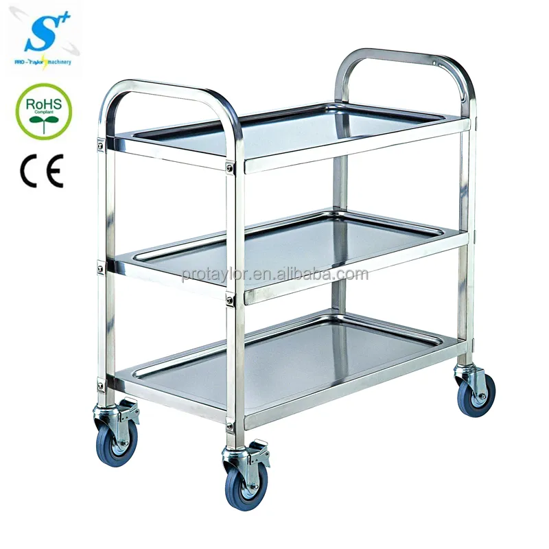 Good quality stainless steel 3-tiers food service trolley(PRD-L3)